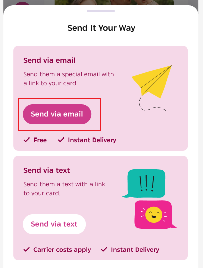 How do I send a card on the Hallmark Cards Now app?