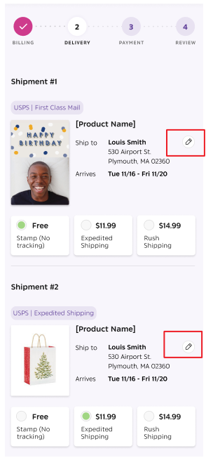 Checkout Process on the Hallmark Cards Now App