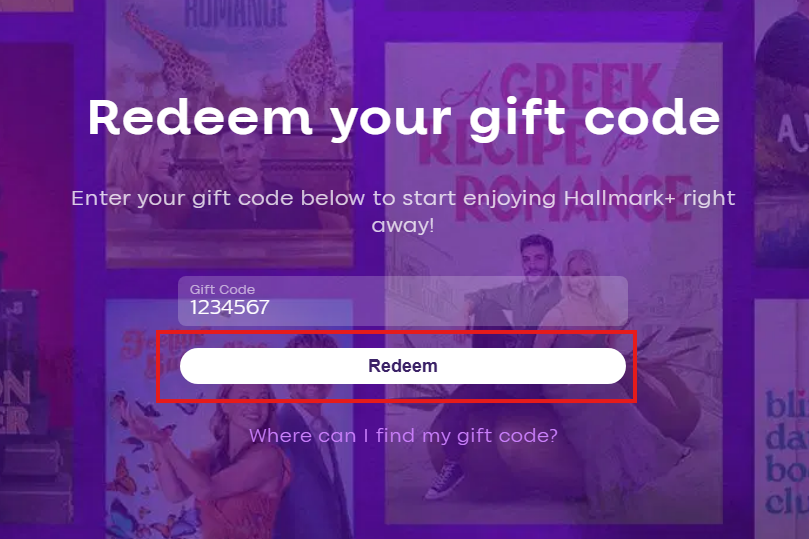 How do I redeem my Hallmark+ gift card?