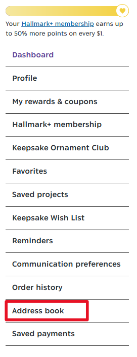 hallmark.com Address Book
